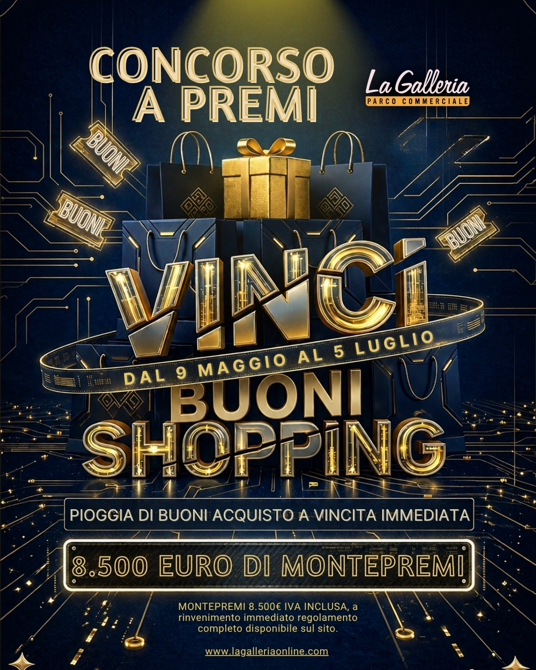 Volantino Concorso a Premi Vinci Buoni Shopping La Galleria
